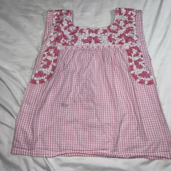 J. Marie Top Womens Size S Pink Gingham Floral Embroidered Sleeveless Tank READ - Picture 11 of 14
